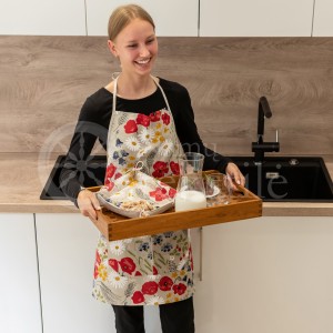 Colourful half-linen kitchen apron "Poppy"